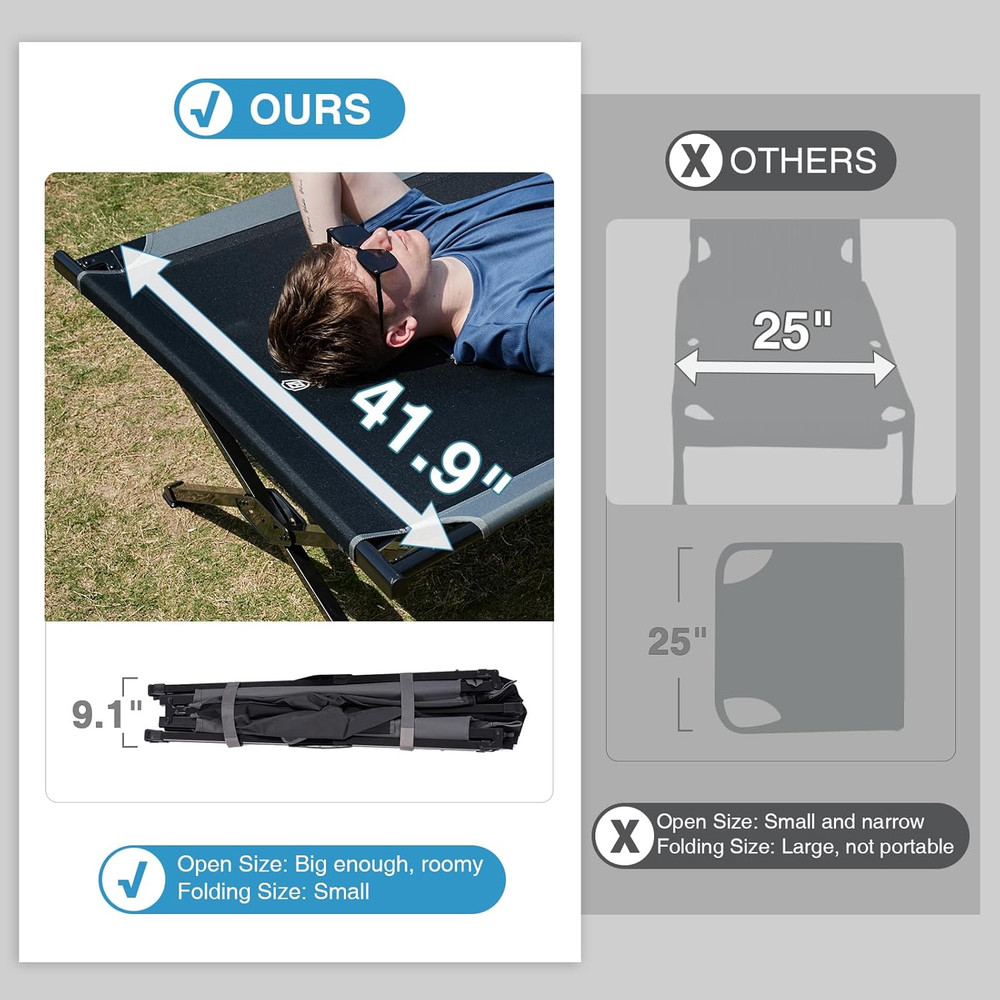 EVER ADVANCED Extra Wide Camping Cot for Adults Oversized XXL Sleeping Cots Fold