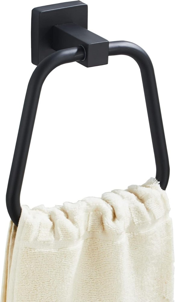 Space-Saving Matte Black Towel Holder – Compact Design for Bathroom or Kitchen