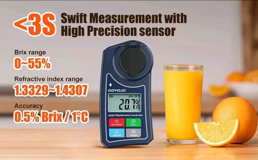 Digital Refractometer Brix Meter 0‑55% For Fruit Juice Sprite Sugar Tester Meter