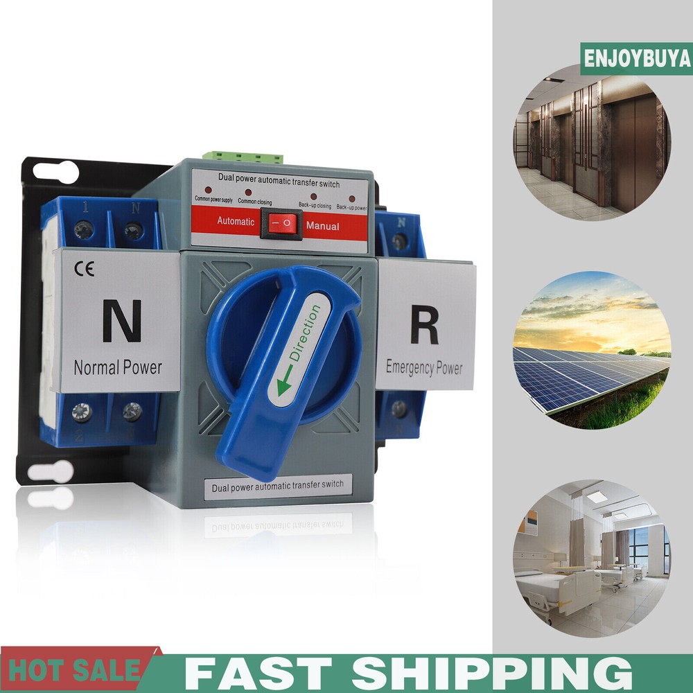 AC110V 2P 63A Mini Dual Power Automatic Transfer Switch Toggle Control Converts