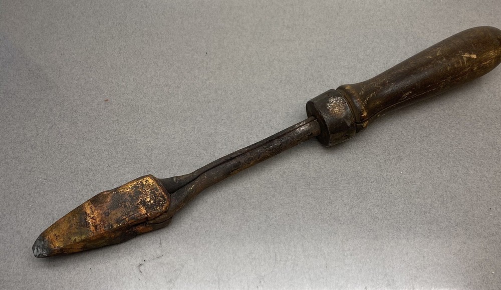 Antique Wood Handle Soldering Iron Copper Tip Blacksmith Tool Primitive