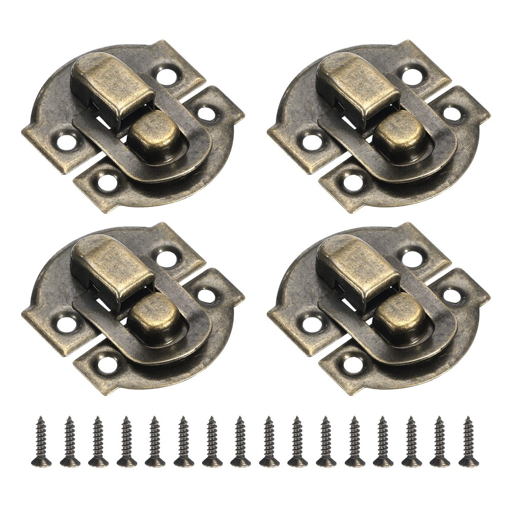 4Pcs Hasp Clasp Latch Lock 29 x 27mm Decorative Retro Toggle Latch Bronze