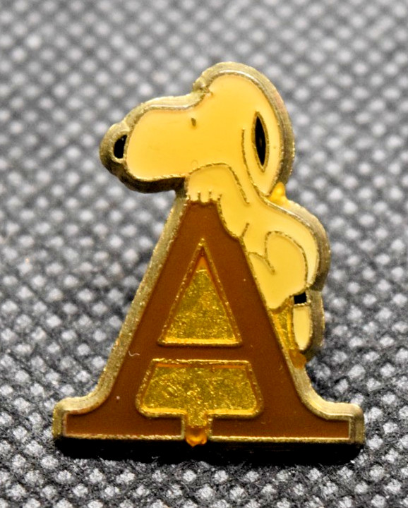 Letter A Snoopy Brown Lapel Pin