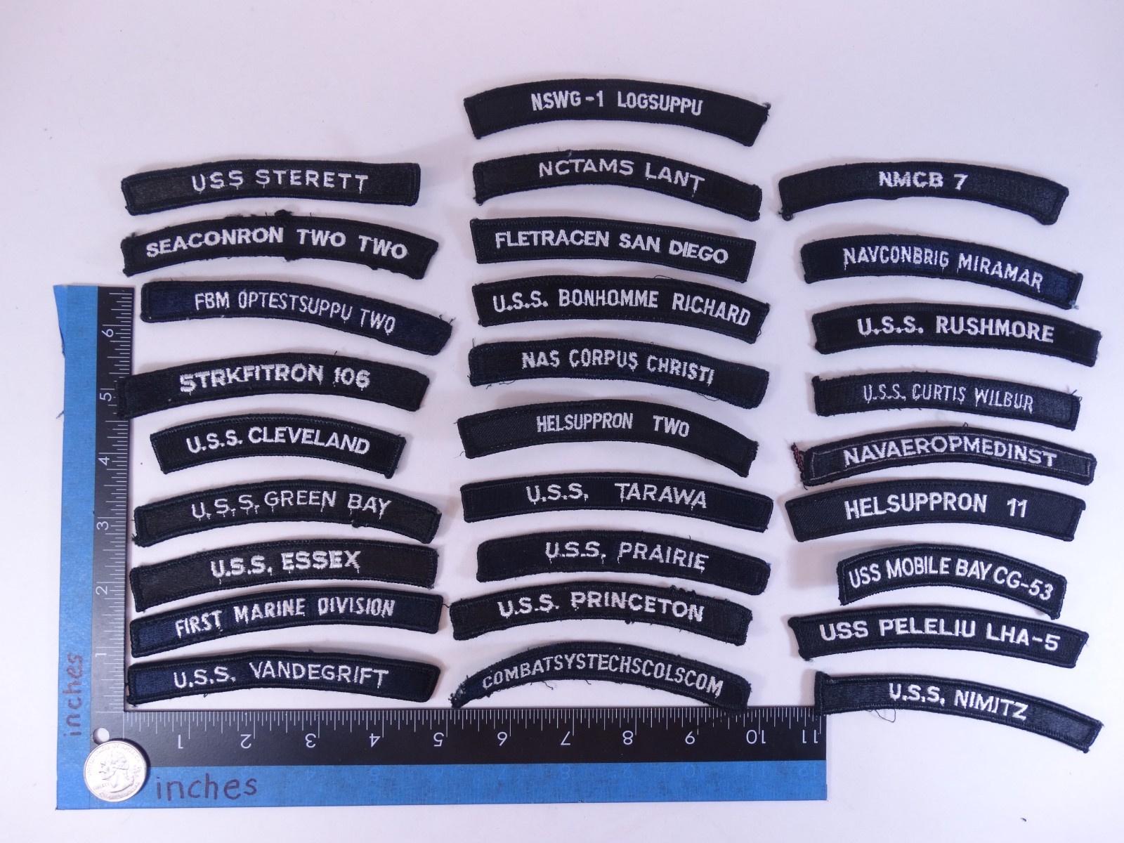 Lot of 28 - US NAVY SHOULDER STRIP TAB Rocker Patches USS Military USA America