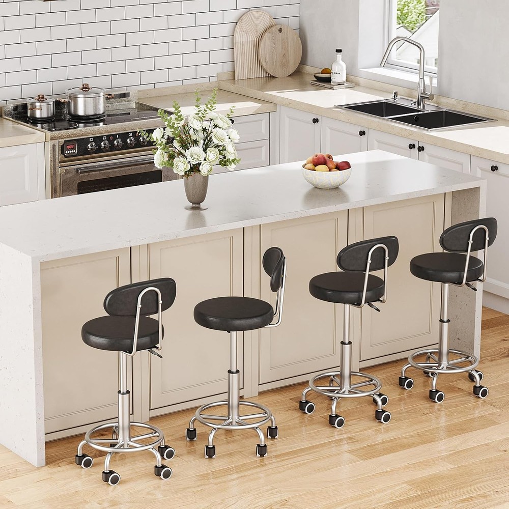 Height Adjustable Rolling Stool Multi-Purpose 360° Rotating Drafting Chair