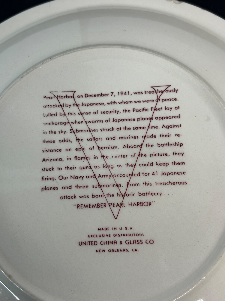 WWII Remember Pearl Harbor On To Victory Plate