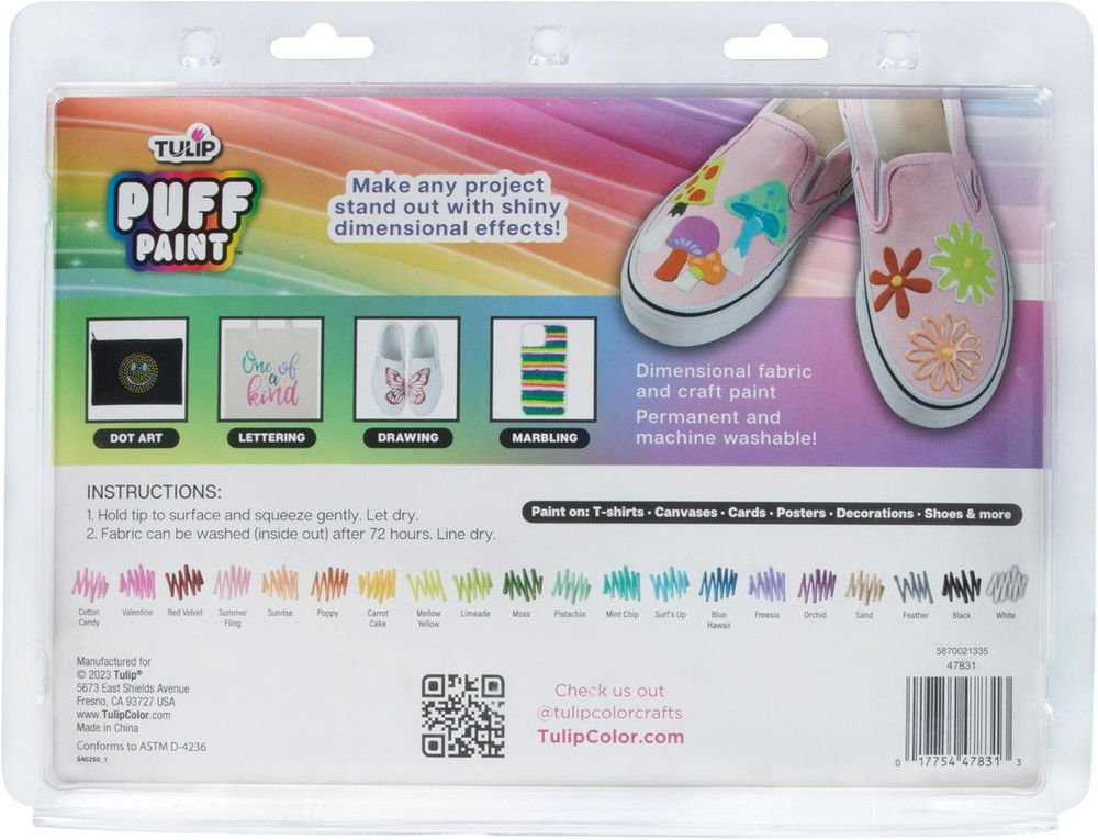 Dimensional Fabric Paint, Mellow Rainbow 20 Count