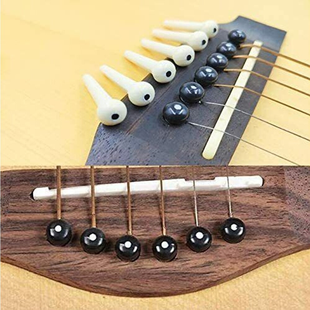 50 Pack Ivory Acoustic Guitar Bridge Pins Plastic String End Peg Fastener Holder