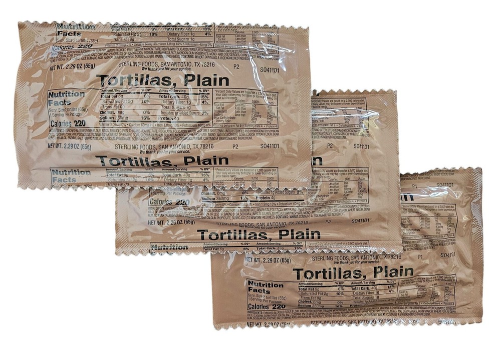 Authentic USGI Ration Component Bread - Tortillas, Flour - 6, 12, 24 and 48 Pack