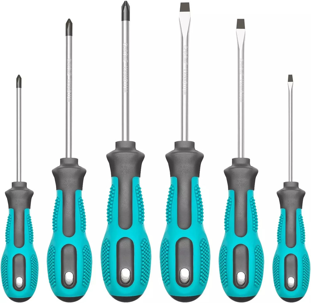 6 Pc Precision Magnetic Tip Phillips Flat Head Heavy Duty Grip Screw Driver Case