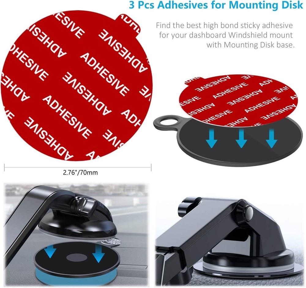 Transparent Double-Sided Adhesive Disk Set for Dashboard & Windshield Use