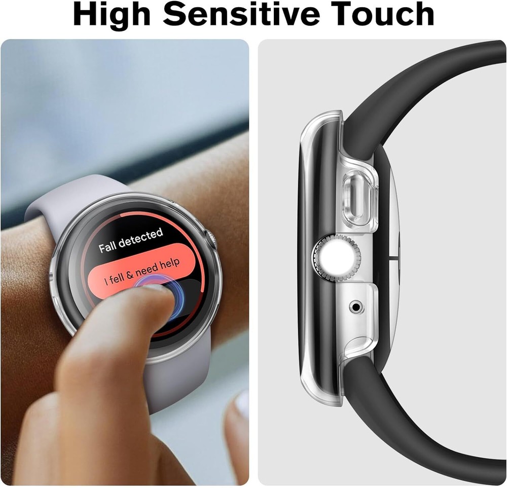 3 Pack Hard Case for Google Pixel Watch 2/1 with Tempered Glass Screen Protector