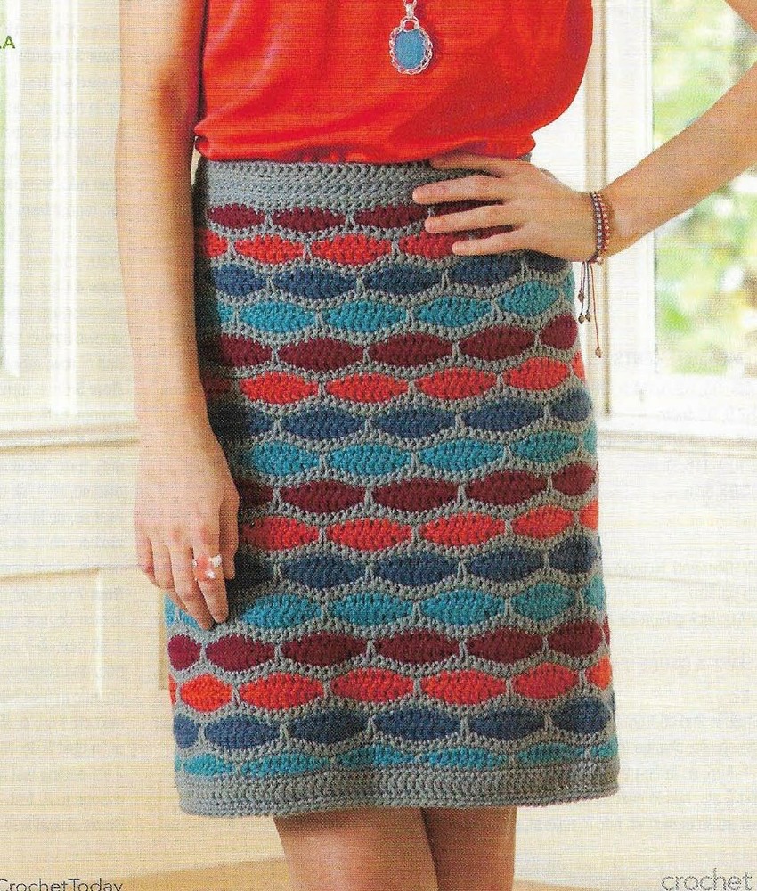 BRIGHT STRIPES SKIRT 6 SIZES WOMEN'S CROCHET PATTERN INSTRUCTIONS
