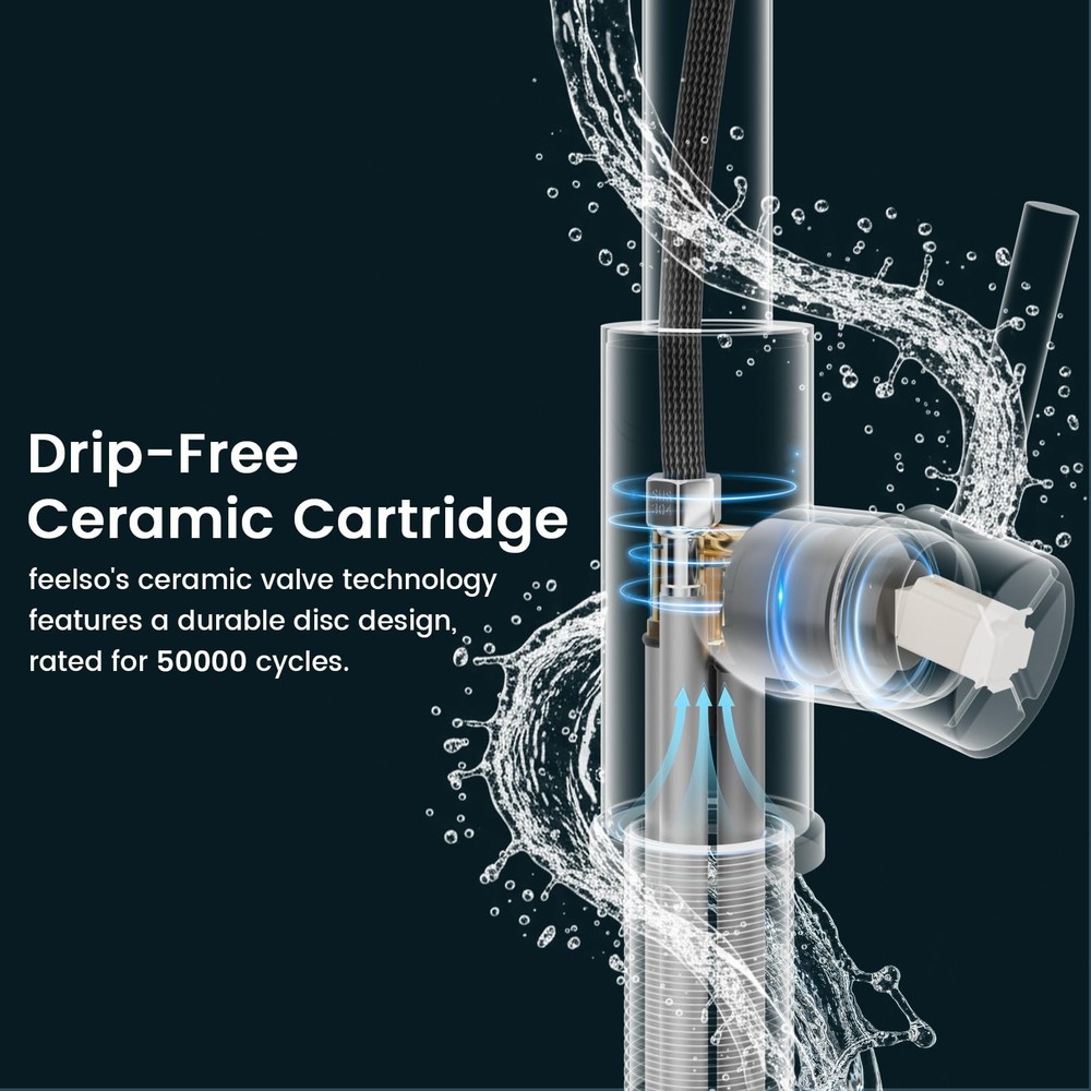 FEELSO Single Handle Kitchen Faucet Pull Down Sprayer Brushed Nickel