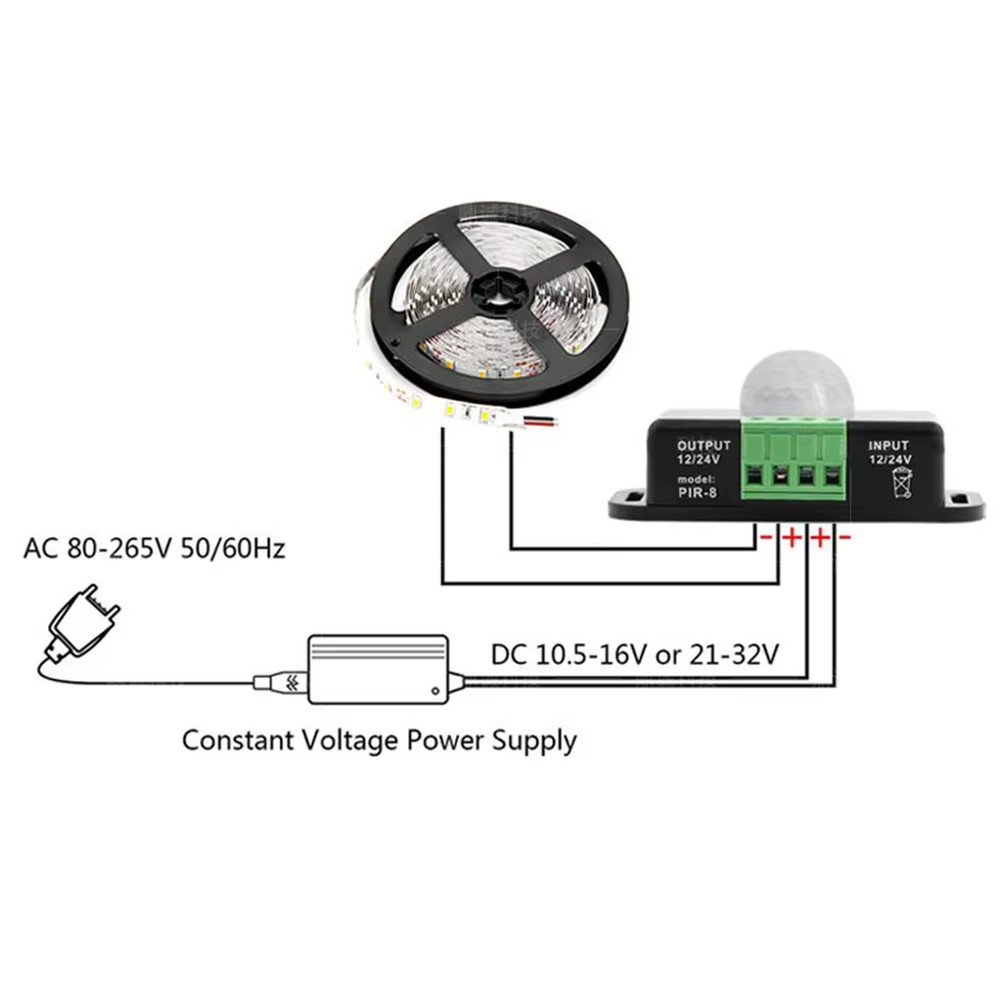12V-24V Automatic Infrared PIR Motion Sensor Detector Switch for LED Strip Light