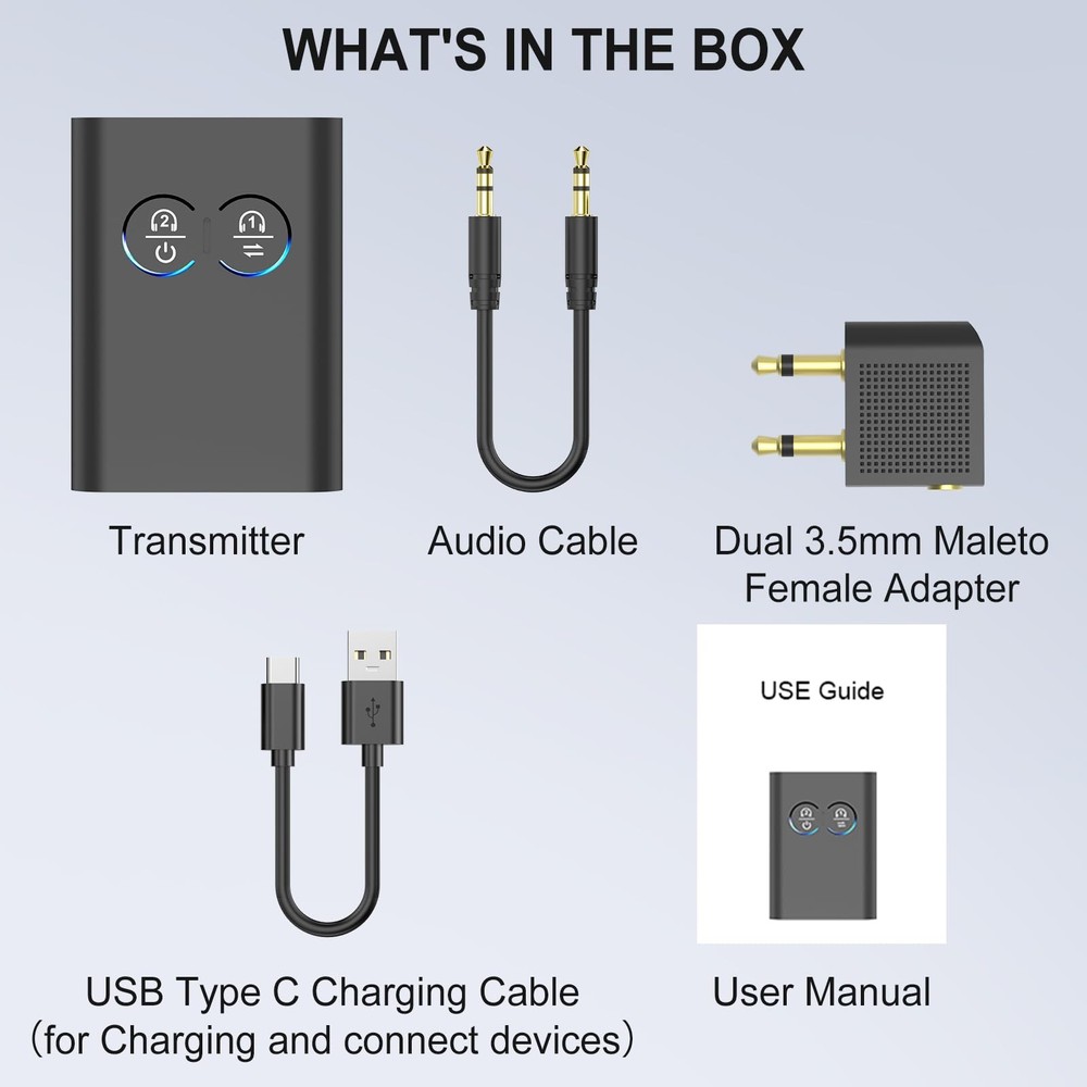 Bluetooth Transmitter Receiver for TV, 2-in-1 Bluetooth 5.3 Adapter with Qual...