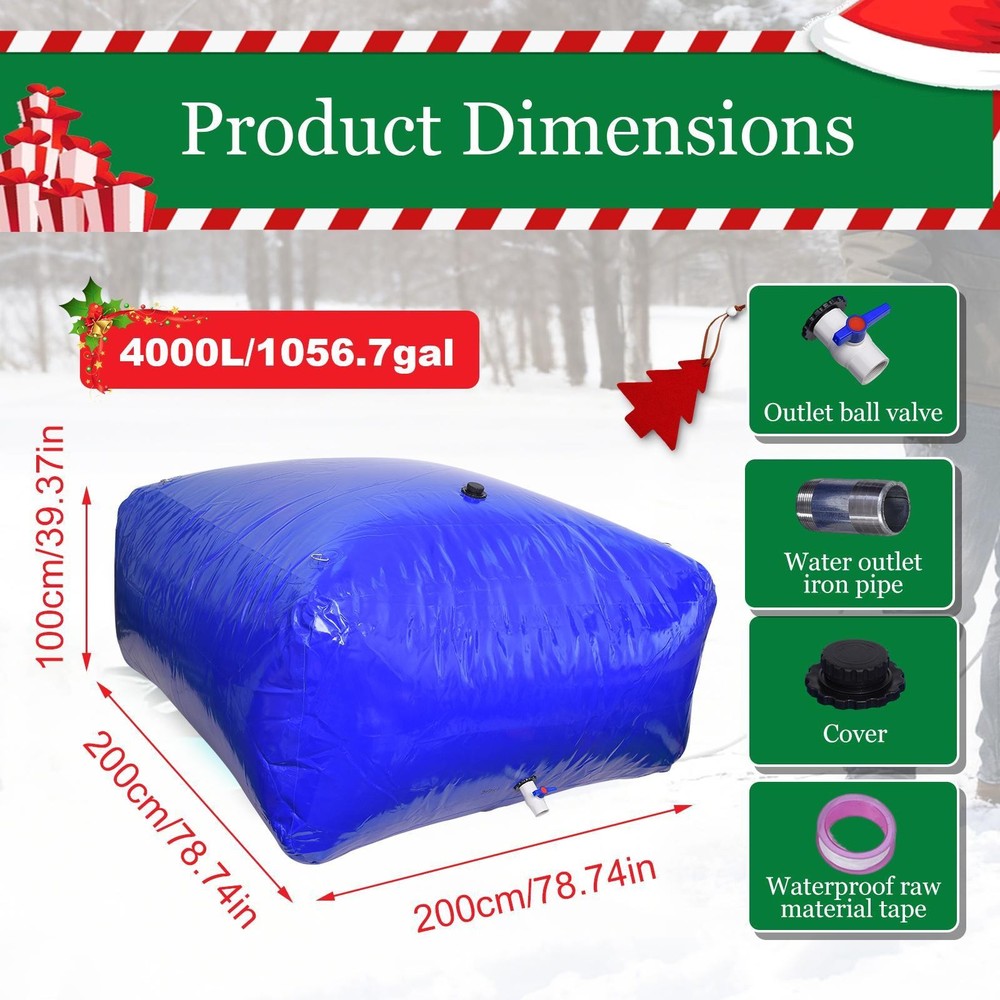 1056 Gal Foldable Water Storage Container, Durable PVC Material