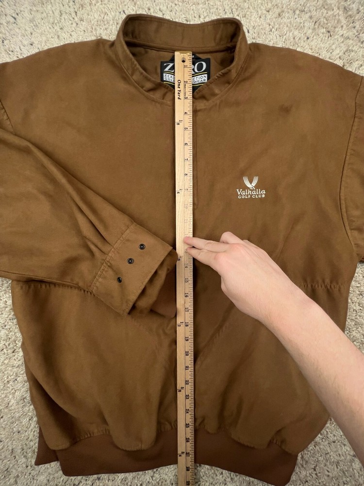 Zero Restriction Brown Microsuede Mens Golf Jacket Valhalla Golf Large 1/4 Snap