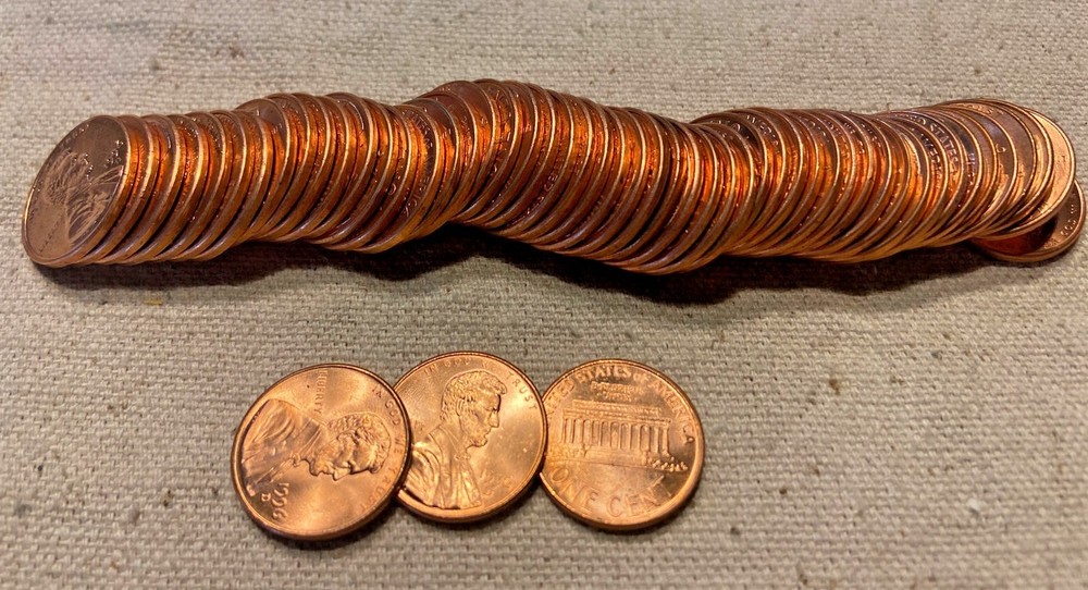 1996 D Two Lincoln Memorial Cent Unc MS Roll Uncirculated 2 Rolls