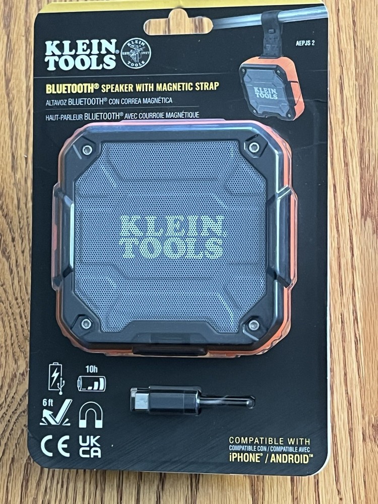 Klein Tools AEPJS2 Bluetooth Speaker With Magnetic Strap iPhone & Android NEW!