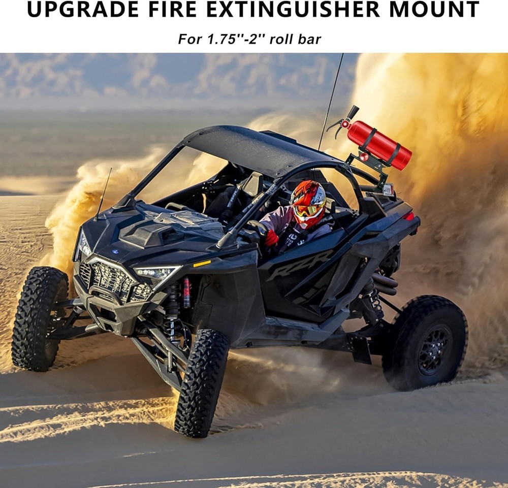 UTV Fire Extinguisher Mount Kit - Aluminum Adjustable Quick Release Roll Bar Car