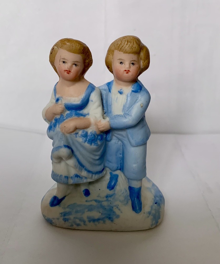 Bisque Toothpick Holder Colonial Couple Tree Stump Unbranded Personal Note
