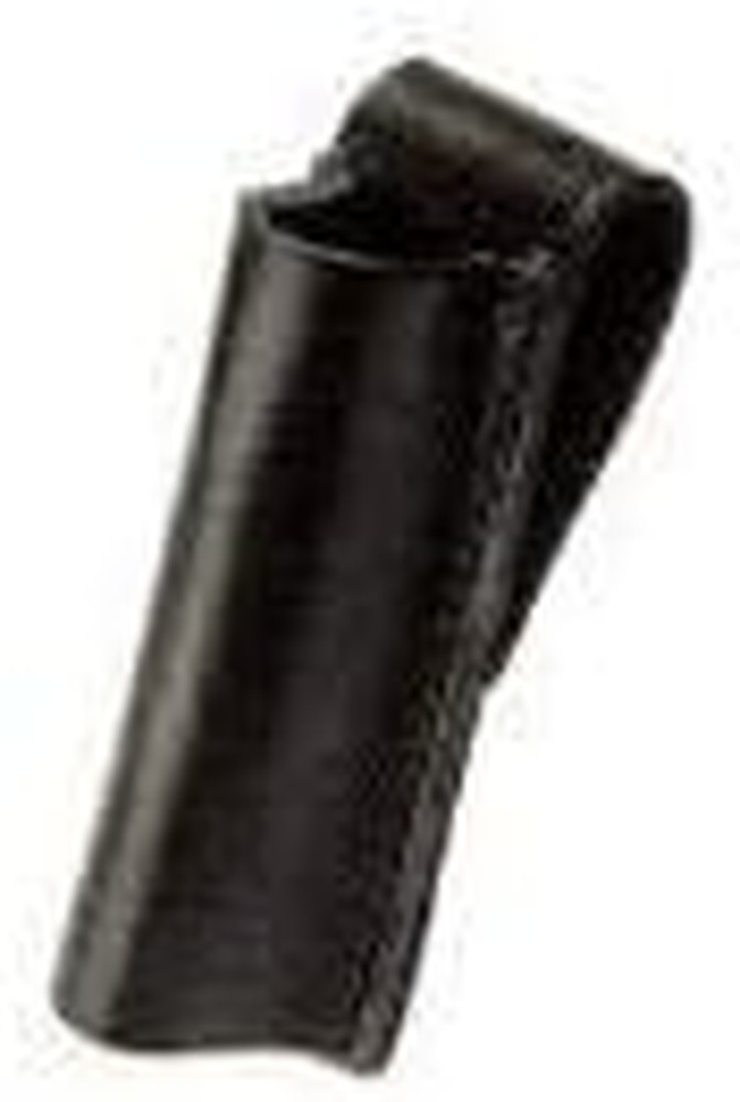 Leather Plain Black Flashlight Case Holder Holster Open Top with Snap & Belt Loo