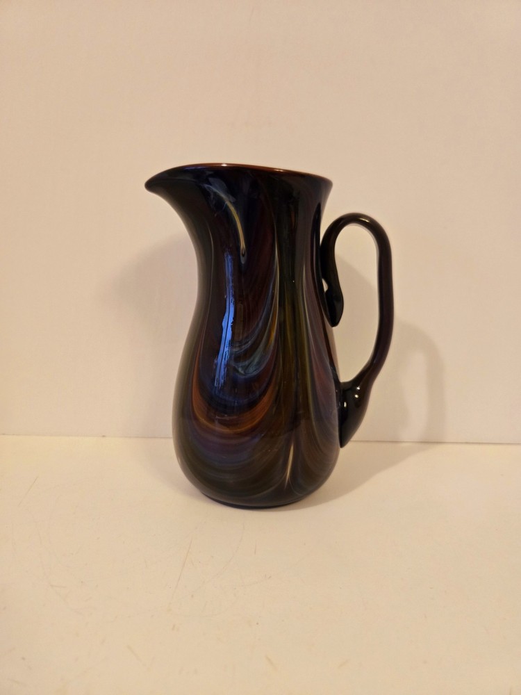 Hand Made Blown Art Glass Pitcher Signed