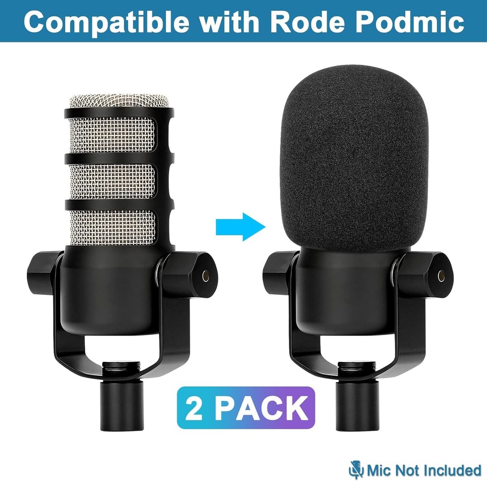 Windscreen for Rode Podmic, 2Pack Microphone Pop Filter Foam Cover Compatible...