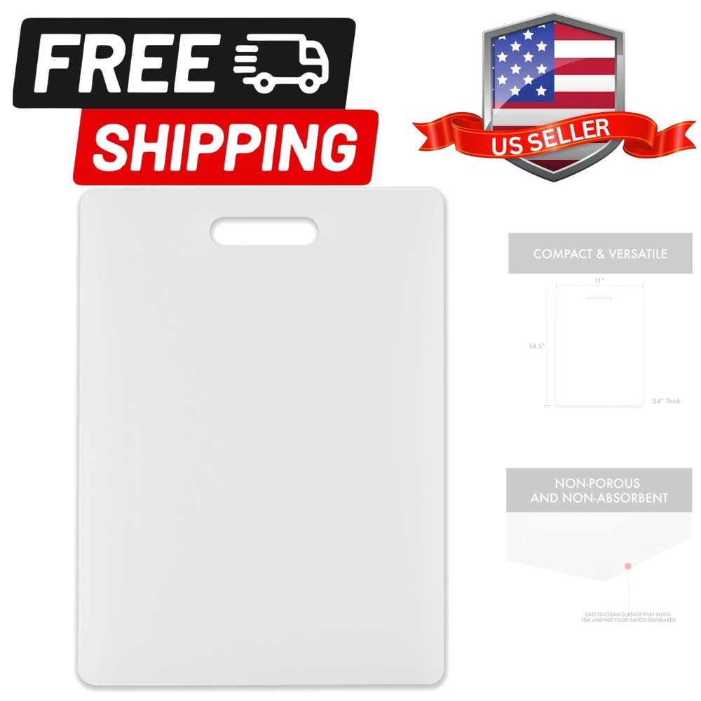 NSF Polysafe Cutting Board with Handle, 11 by 14.5 inches, White