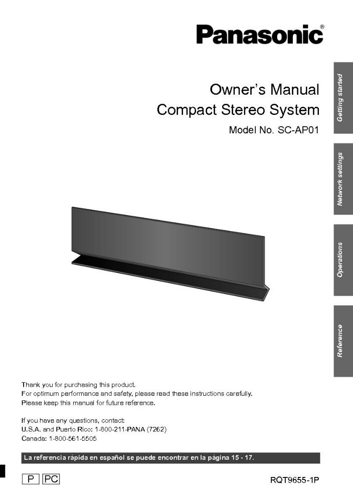 Panasonic SC-AP01 Stereo System Owners Instruction Manual