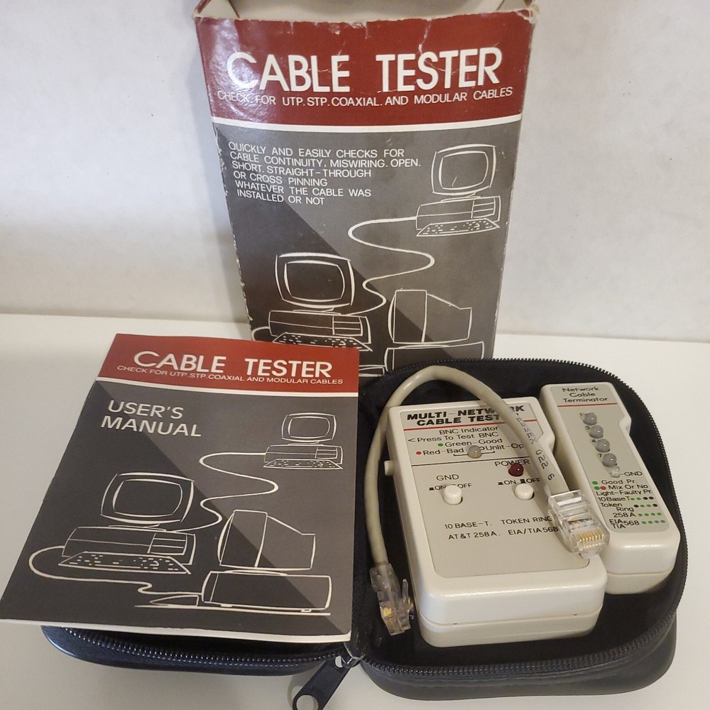 ENHANCED NETWORK CABLE TESTER NETWORK CABLE TERMINATOR MODEL #251452 IN ORIG BOX