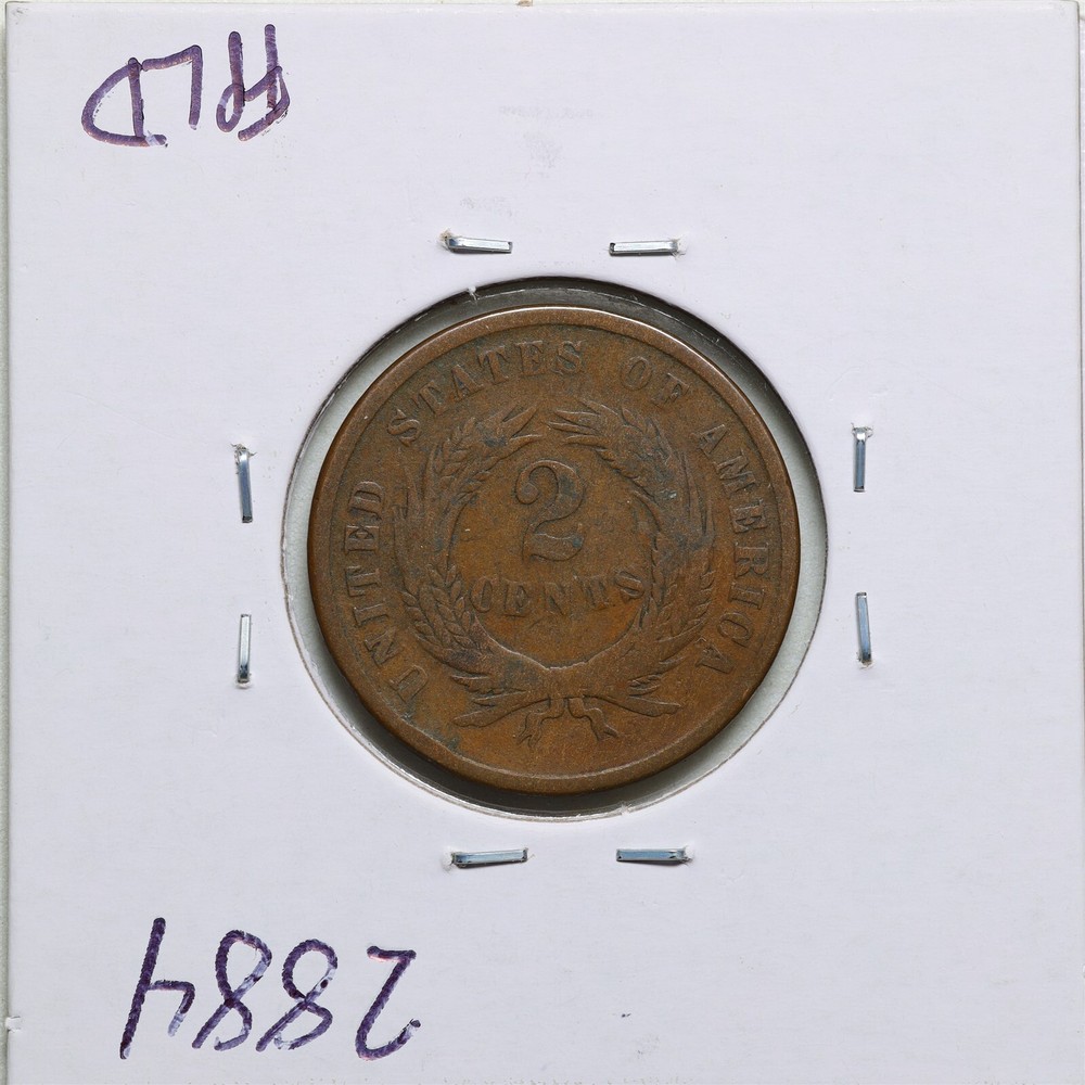 1864 2C Two Cent Piece with AG Detail Cleaned #2884