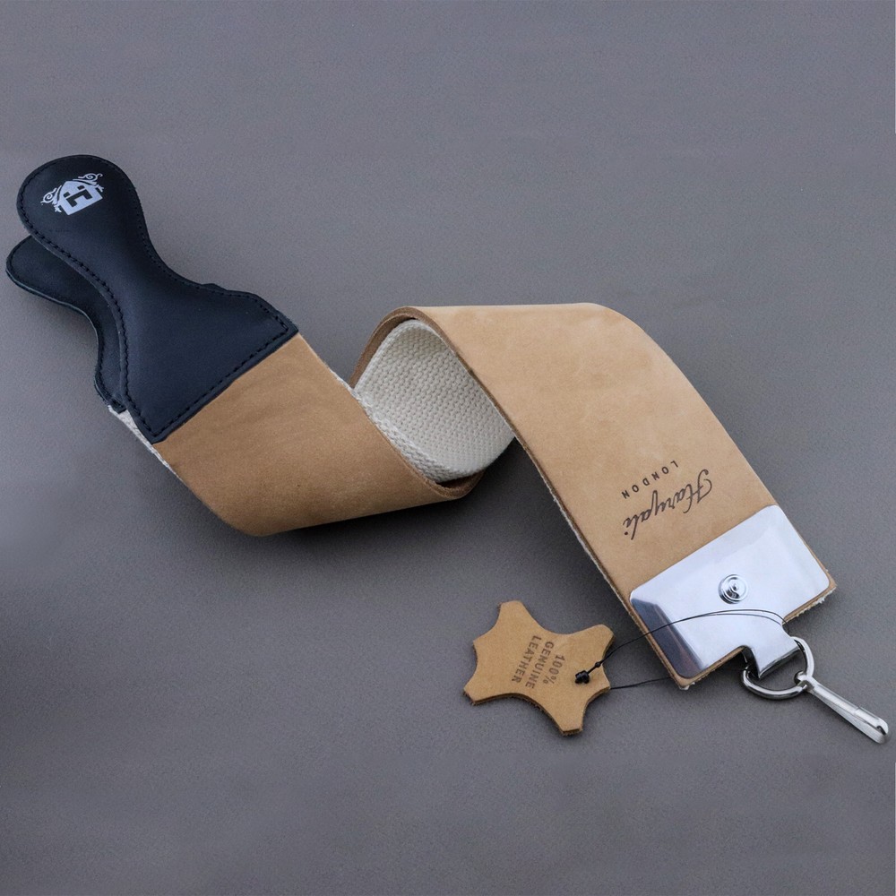 Leather Strop with Handle for Sharpening Straight Razor 45cm Long 2" Wide Strap