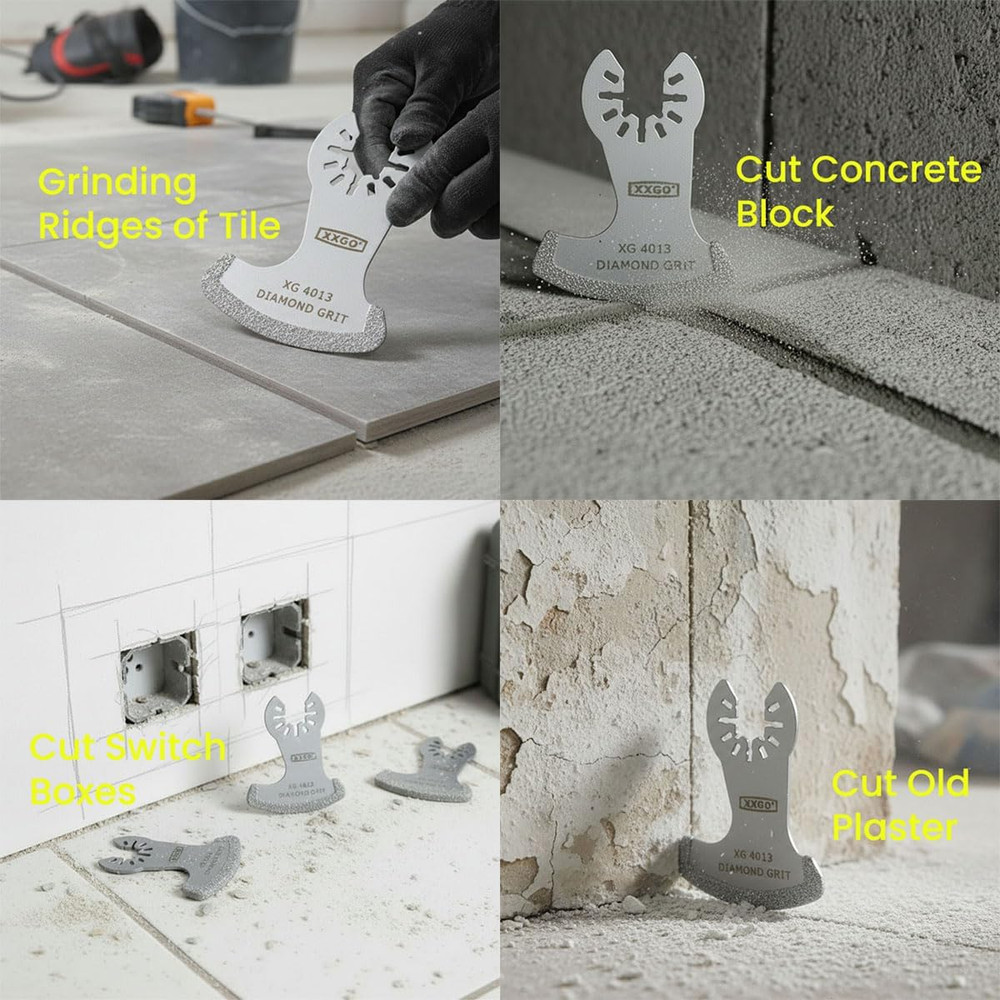 4 Pcs Oscillating Multi Tool Diamond Segment Swing Semi Circle Grit Grout Saw Bl