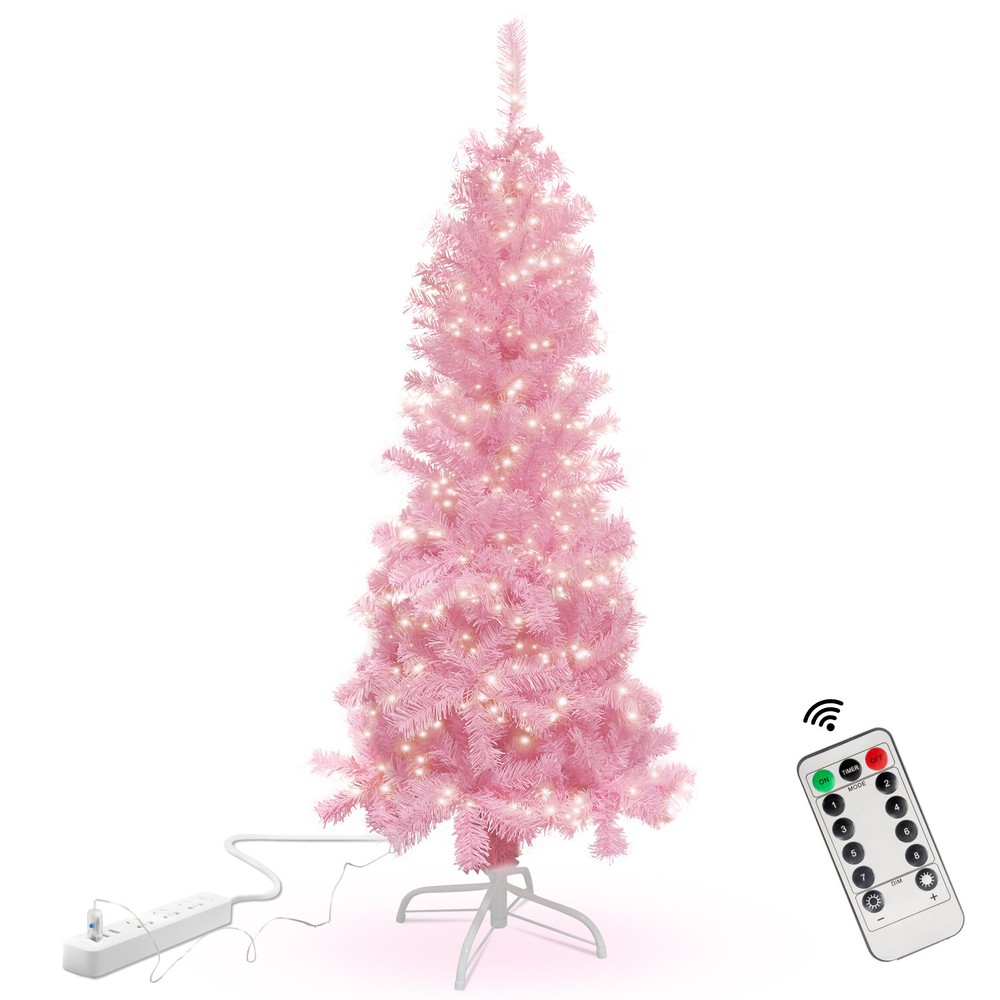 4.5ft or 7.5ft Pink Christmas Tree 120LED USB String Light Decor w/ Remote Timer