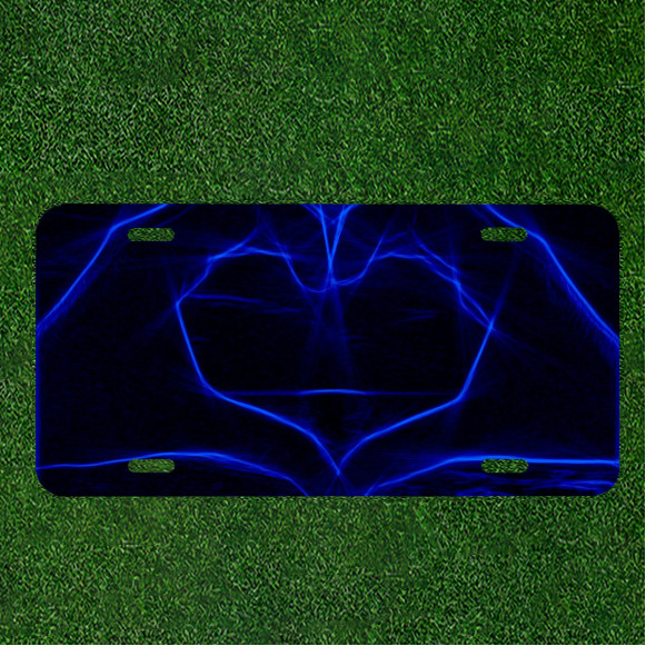 Custom Personalized License Plate Auto Tag With Stunning Laser Hands Heart