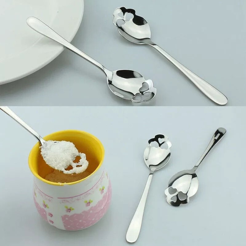 Skull Head Coffee Spoon Original Silverware Kitchen Utensil Lot 4Pcs