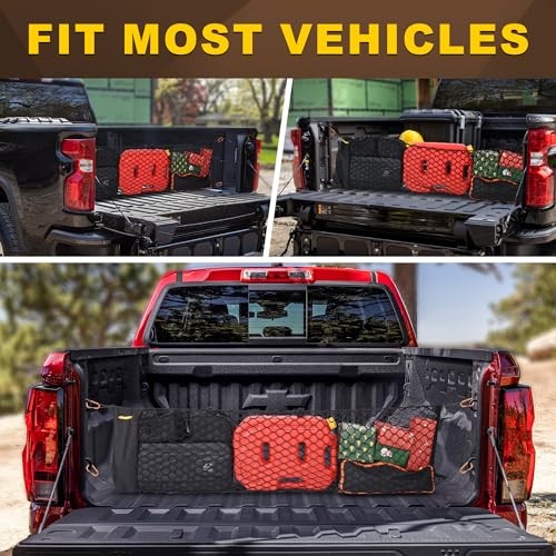 Envelope Style Trunk Cargo Net Compatible with Chevy Silverado 2013-2024