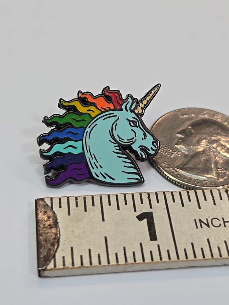 Unicorn With Rainbow Mane Lapel Pin
