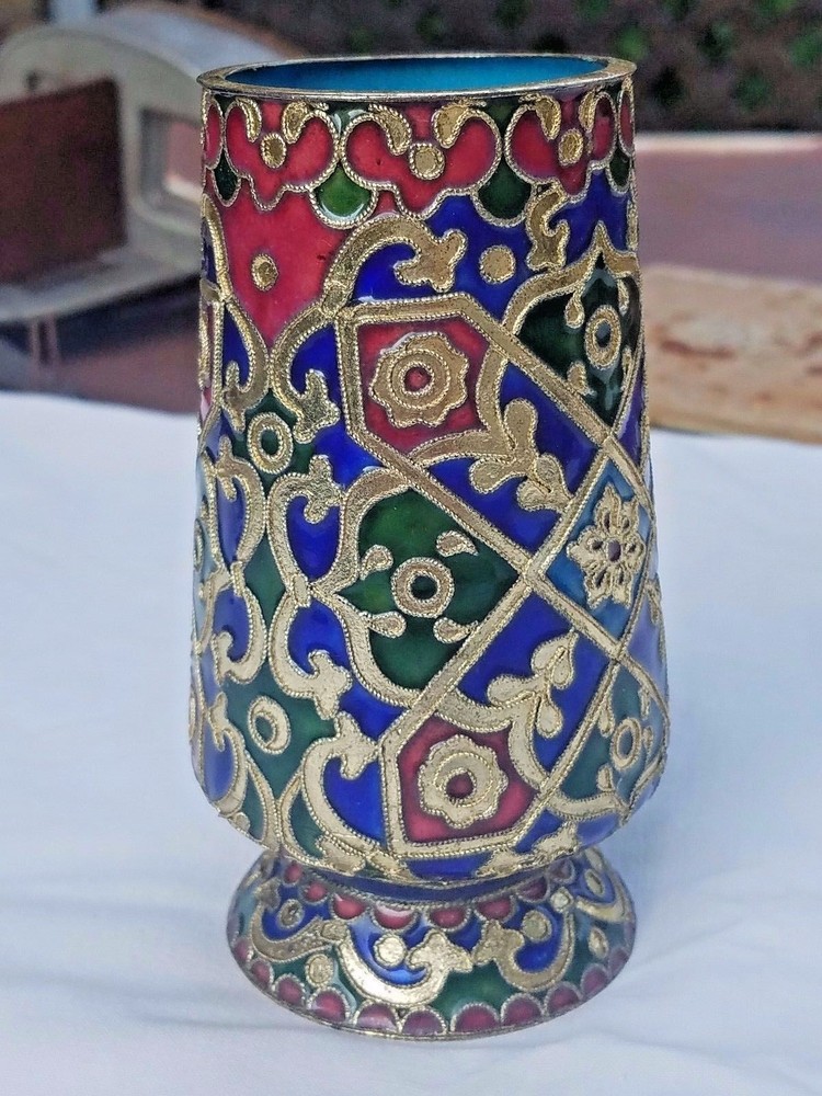 CHINESE BRASS ENAMEL VASE