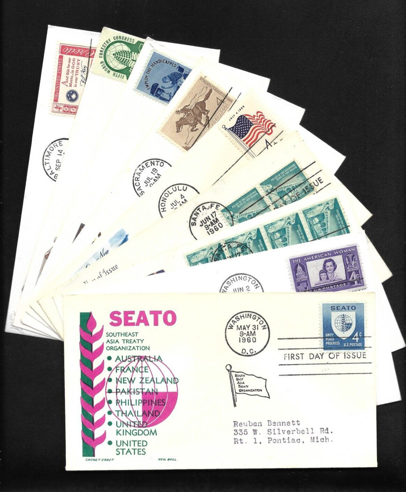 US FDC 1960 Year Set 40 First Day Covers All Cacheted With Addresses |