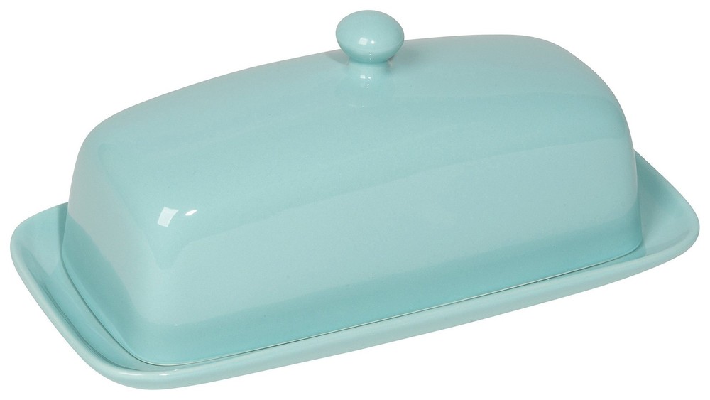 Stoneware Rectangle Butter Dish with Lid Eggshell, 4.5 x 8 in