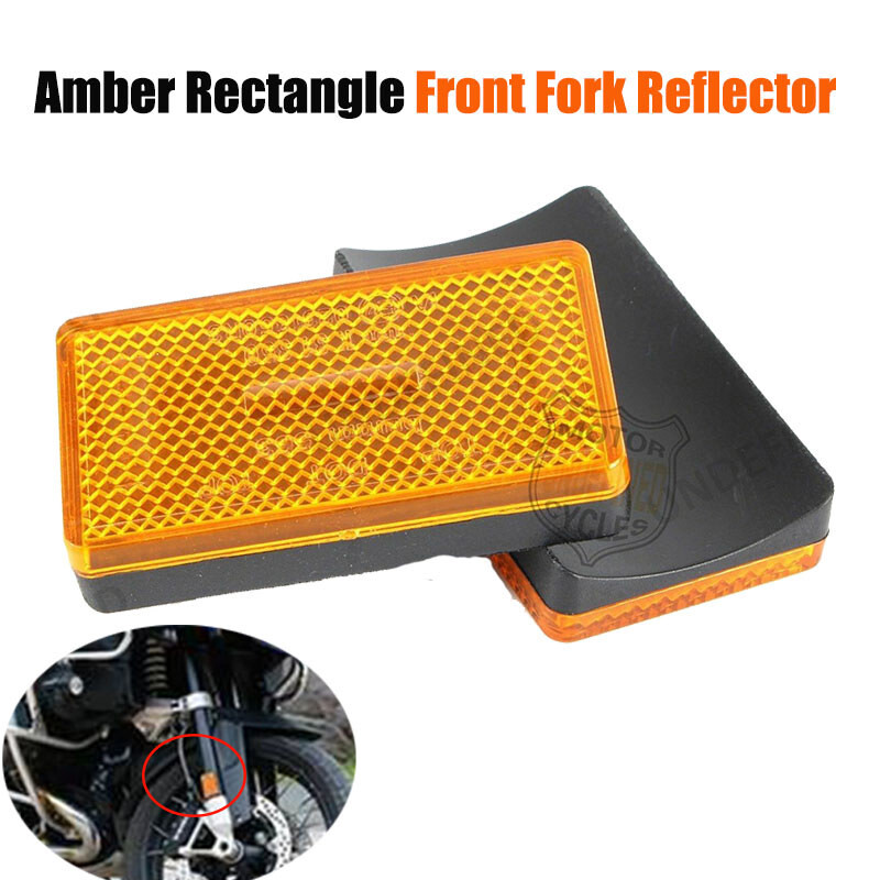 Pair Motorcycle ATV Reflector Bolt On Amber Rectangle Side Kit Marker Universal