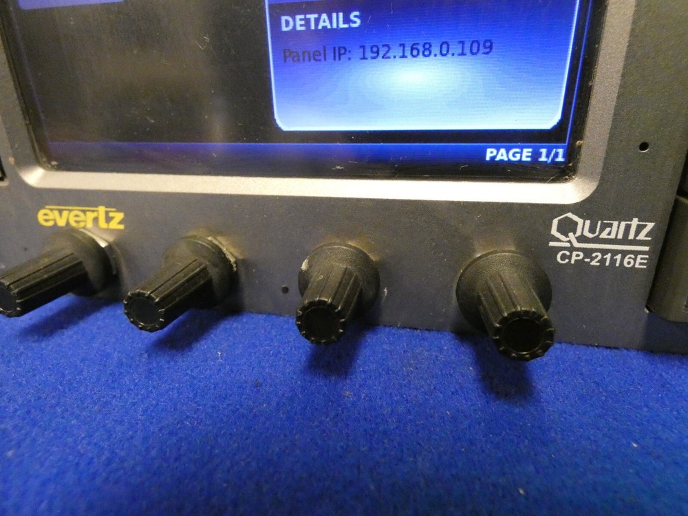 Evertz Quartz CP-2116E-H System Control Panel w/1 Evertz Power Supply, Rackmount