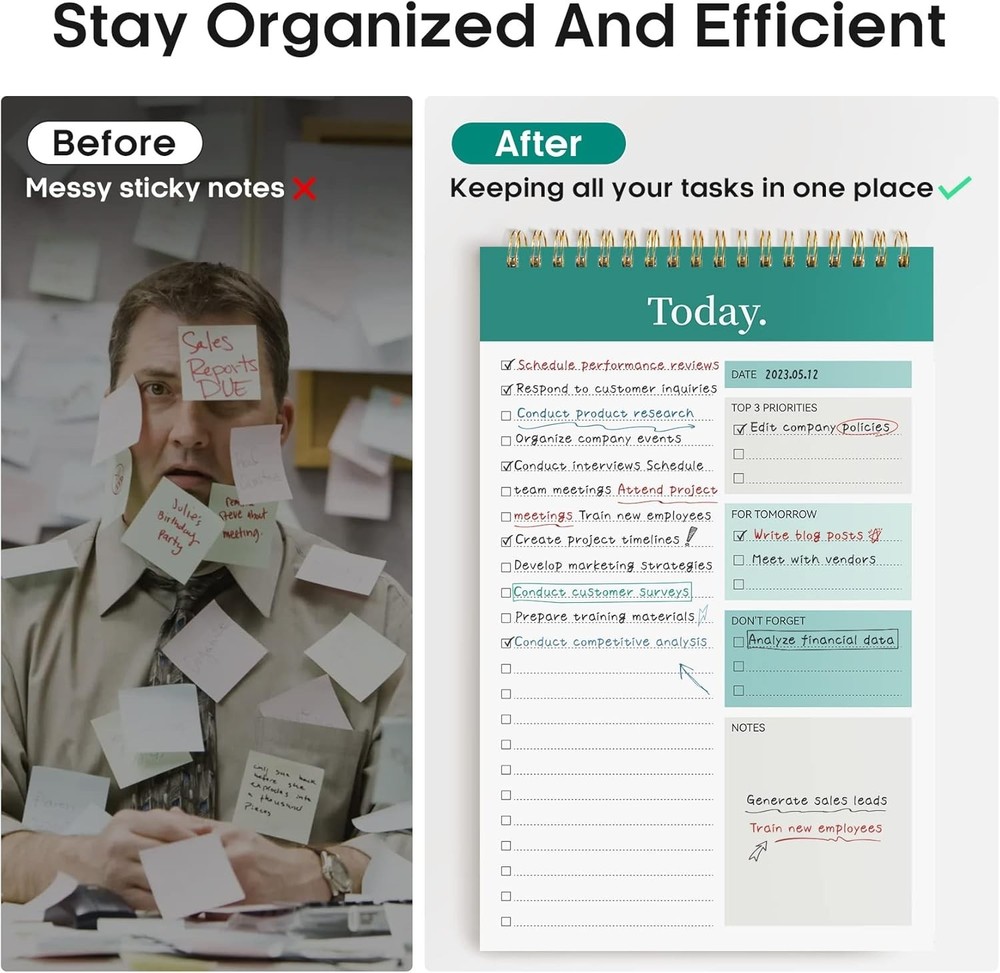 Undated Daily Checklist Notepad - 52 High-Quality Sheets for Productivity