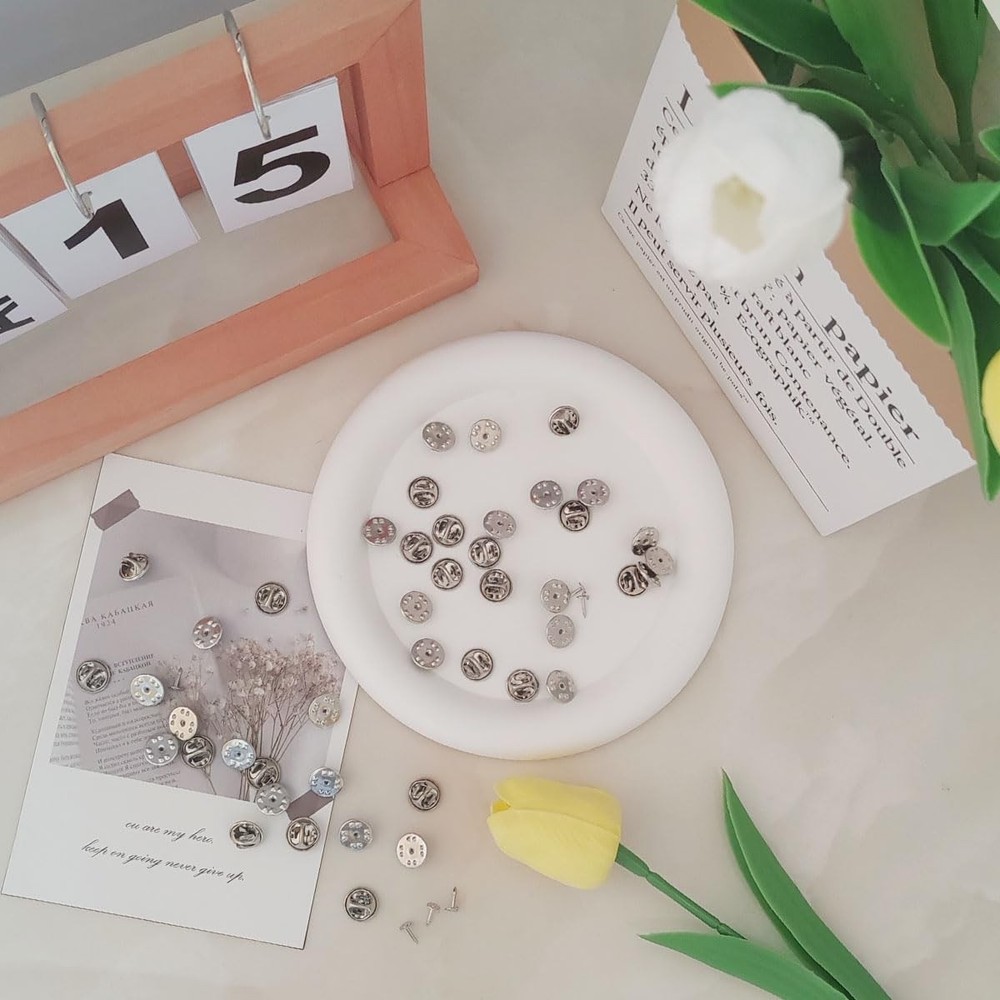 100 PCS Metal Locking Pin Backs Replacement, Butterfly Tie Tacks, Silver