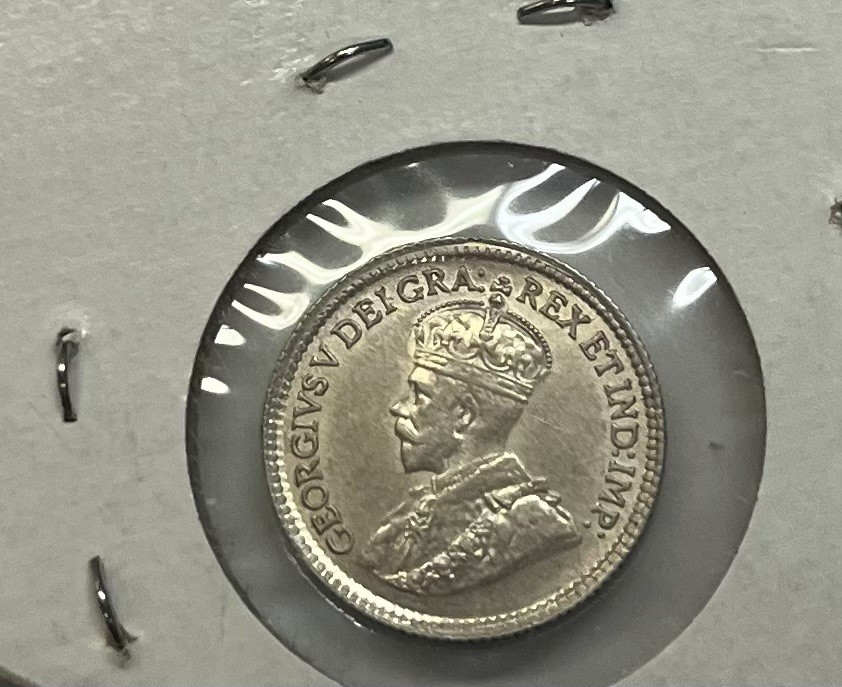 1920 canada 5 cents silver unc bu