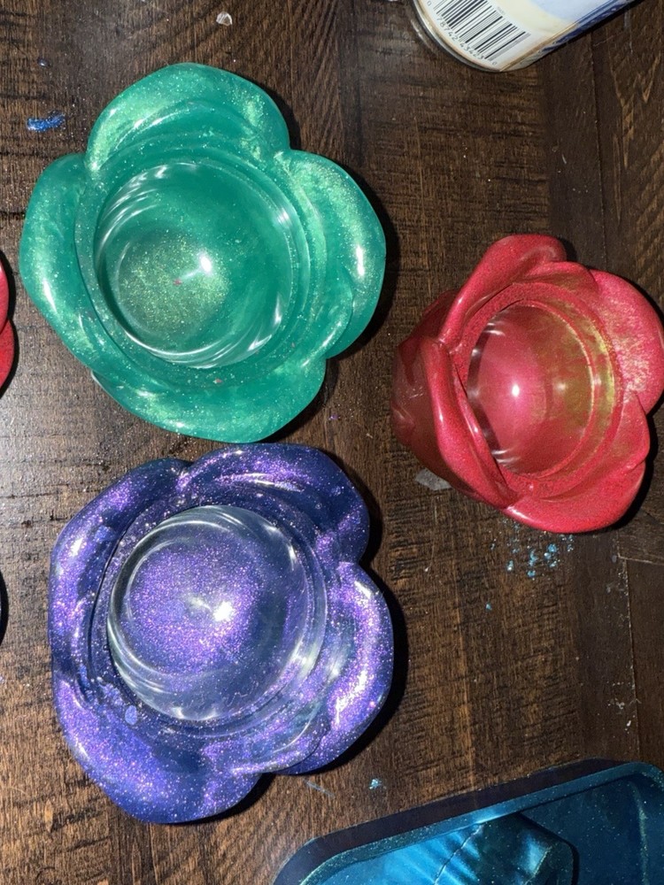 Handmade Resin Rose Jars
