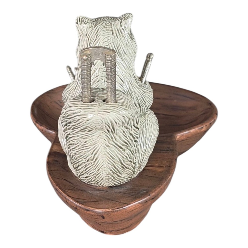 Vintage Nutcracker Ceramic Squirrel and Bowl with Tools Handmase USA Gift